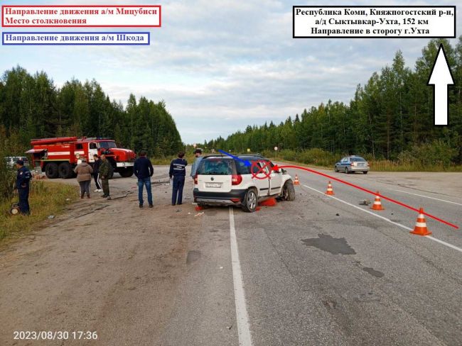 На 152 км автодороги Сыктывкар – Ухта в ДТП погиб пассажир Мицубиси